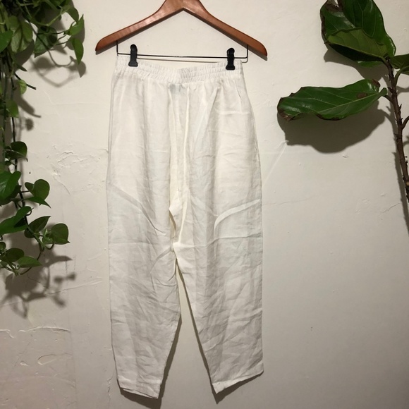 Ilana Kohn White 100% Linen Nico Ankle Pants M - Picture 2 of 5